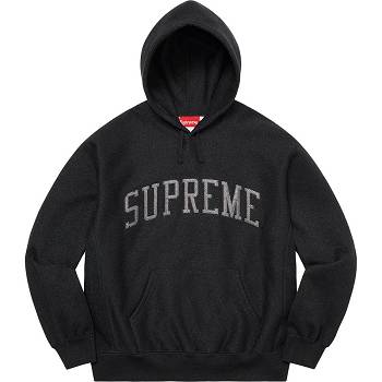 Black Supreme Glitter Arc Hooded Sweatshirts | ZA298MA