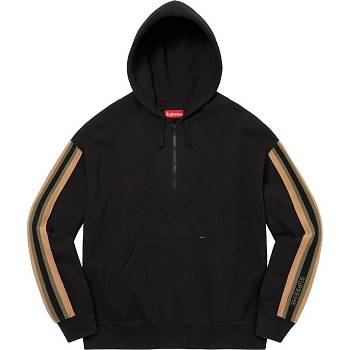 Black Supreme Half Zip Hooded Sweatshirts | ZA293XF