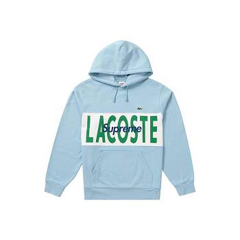 Blue Supreme LACOSTE Logo Panel Hooded Sweatshirts | ZA265LH