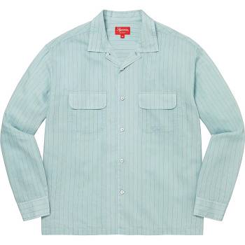 Blue Supreme Pinstripe Linen Shirts | ZA373VD