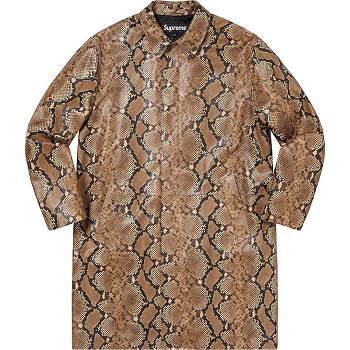Brown Supreme Leather Snake Trench Jackets | ZA452BC