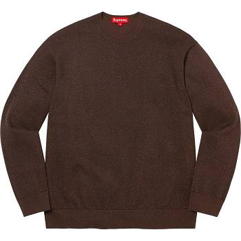 Brown Supreme Metallic L/S Top Sweaters | ZA332IS