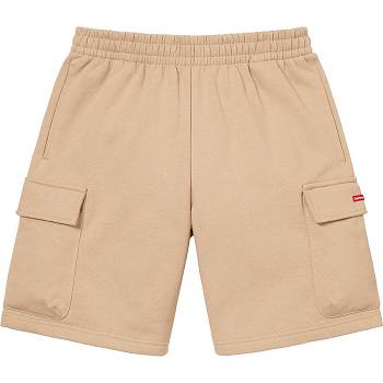 Brown Supreme Small Box Baggy Cargo Sweat Shorts | ZA366HK