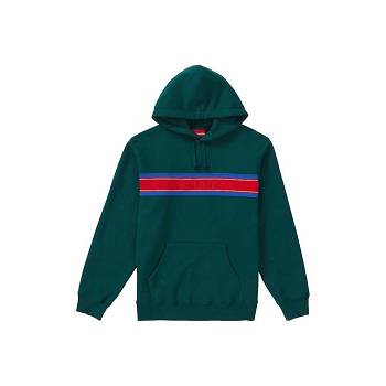 Green Supreme Chest Stripe Logo Hooded Sweatshirts | ZA270BC