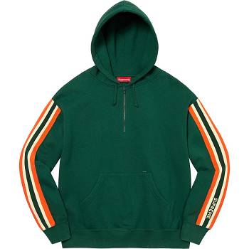Green Supreme Half Zip Hooded Sweatshirts | ZA291LH