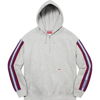 Grey Supreme Half Zip Hooded Sweatshirts | ZA292ZG