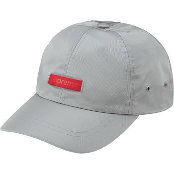 Grey Supreme Leather Patch 6-Panel Hats | ZA119EX