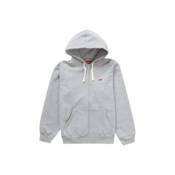Grey Supreme Small Box Drawcord Zip Up Hooded Sweatshirts | ZA259DN