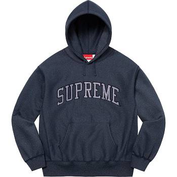 Navy Supreme Glitter Arc Hooded Sweatshirts | ZA295VD