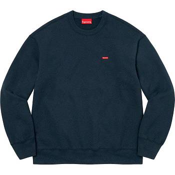 Navy Supreme Small Box Crewneck Sweatshirts | ZA284SO
