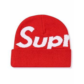 Red Supreme Big Logo Beanie Hats | ZA113VD