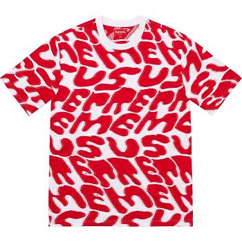 White / Red Supreme Stacked Intarsia S/S Top Sweaters | ZA311DN