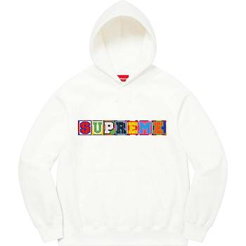 White Supreme Beaded Hooded Sweatshirts | ZA272MA