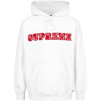 White Supreme Lace Detail Logo Hoodie | ZA475XF
