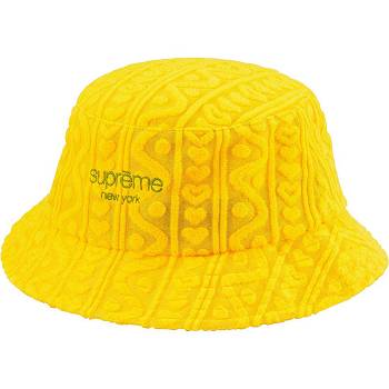 Yellow Supreme Terry Pattern Crusher Hats | ZA139VD